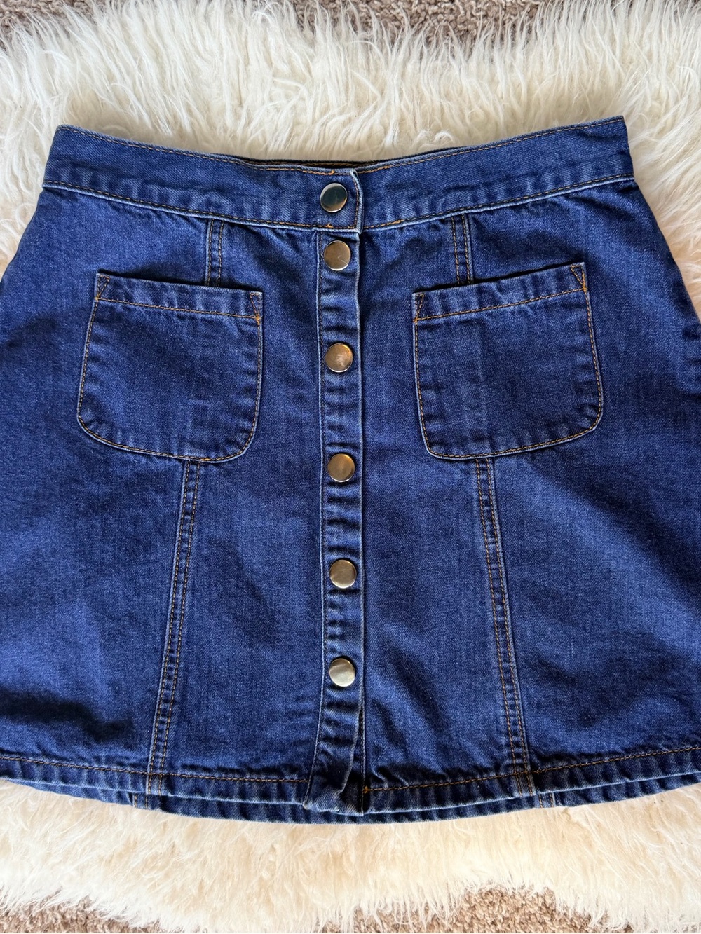 Urban Outfitters Button-Front Denim A-Line Mini Skirt